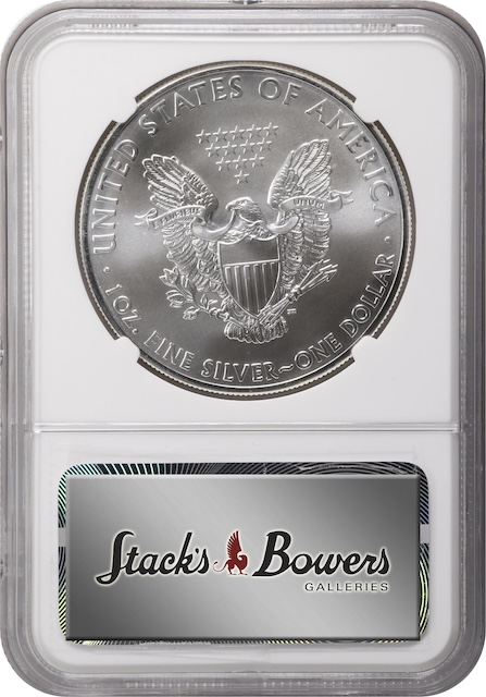 2015-(P) Philadelphia-struck American Silver Eagle in PCGS slab showing certification label
