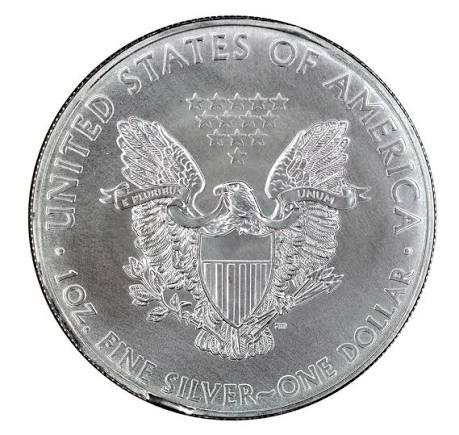 2015 American Silver Eagle curved clipped planchet error showing missing metal at rim near LIBERTY inscription